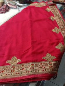 Red Embroidered Saree