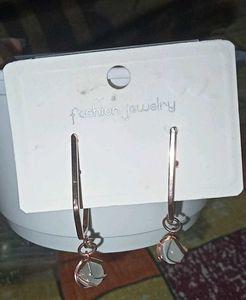 Rose Gold Dangle Earrings with Opalite