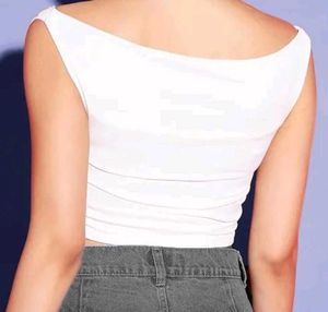 White Ruched Tank Top