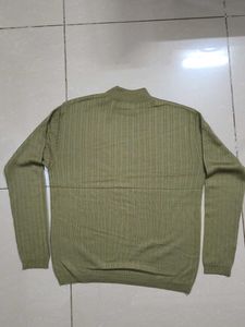 Olive Green Striped Knit Sweater
