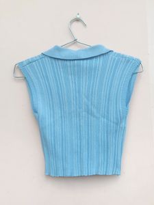 Cute blue ribbed crop top