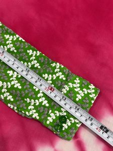 Green Floral Print Chikankari Work Tunic Kurta
