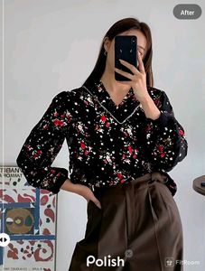 New With Tag Korean Vintage Black Floral Top