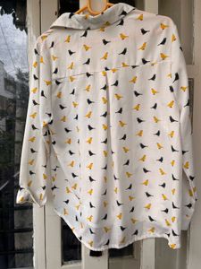 Bird Print Button Down Shirt