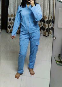 Sky Blue Embroidered Co-ord Set-Comfy Casual Wear