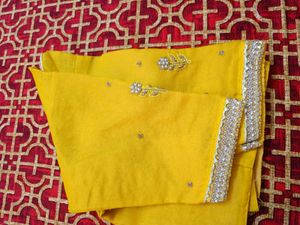 Grey Yellow Organza Saree