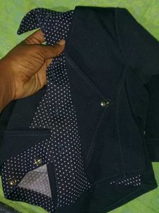 Blue Jacket with Polka Dot Accents