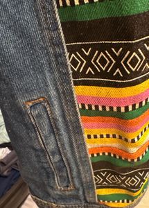 Chemistry Boho Print Painted Denim Jacket