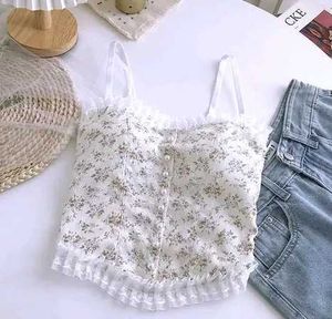 Floral Lace Trim Cami Top