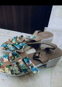 Floral Print Wedges Heel