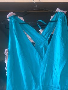 Turquoise V-Neck Summer Dress