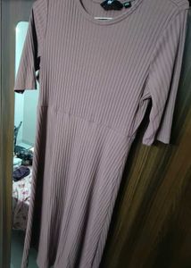Ribbed Brown Midi Dress