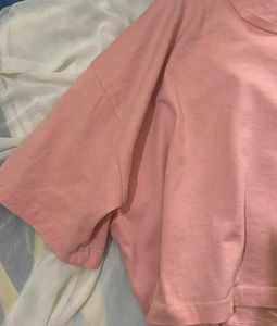Cropped Oversized Pink T-Shirt