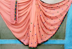Peach Embroidered Saree