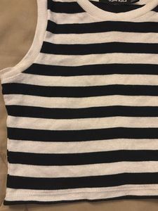 Black And White Striped Crop Top