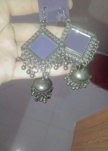 Oxidized Silver Tone Jhumka Earrings