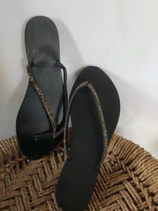 Black Glitter Flip Flops