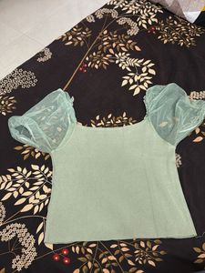 Sage Green Puff Sleeve Top