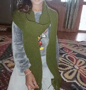 Green Knitted handmade Scarf