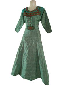 Elegant Green Dress with intricate embroidery
