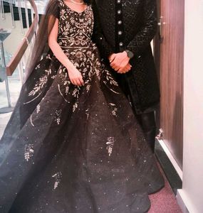 Elegant Cofee Colour Embroidered Gown
