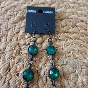 Cocktail Earrings WithEmerald Green Stones