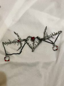 Punk Goth Red Stones Necklace