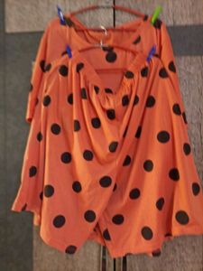 Plus Size Orange Polka Dot Shorts Set