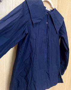 Cotton Shirt with Oversized Collar