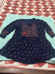 Navy Blue Tunic with Red Print