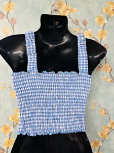 Blue Gingham Crop Top