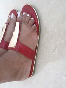 Red Flats Open Toe