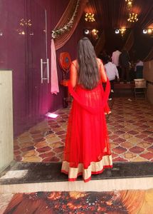 Very Beautiful Red Net Gown Heavy Embroidery