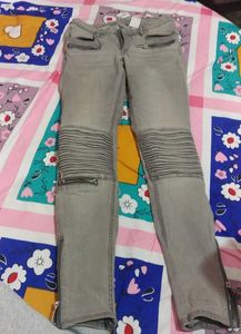 Gray Biker Jeans