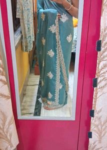 Teal Embellished Saree