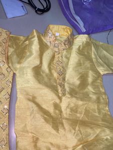 Boy&#39;s Yellow Embellished Sherwani