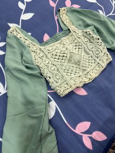 Sage Green Crochet Detail Top