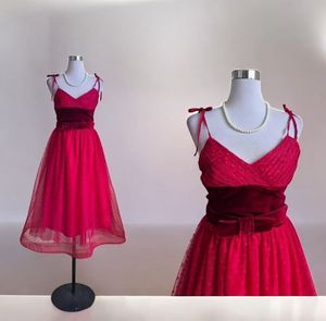 Princess Suede Bow Spotted Spaghetti Dress