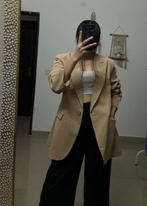 Beige Double Breasted OVERSIZED Fit Blazer