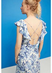 LINEN-BLEND FLOUNCED DRESS {H&amp;M}