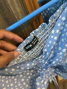 Floral Blue Crop Top And Skirt