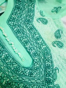 Mint Green Embroidered Kurti