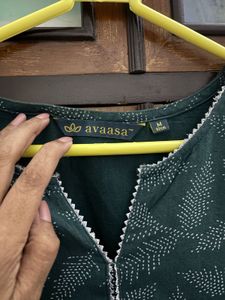 Green Kurta with White Embroidery Work