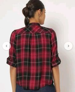 Women Red And Black Checked Casual Shirt
