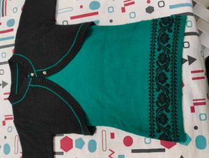 Girls&#39; Green Knit Dress &amp; Shrug