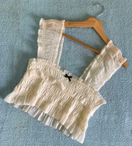 Ivory Ruffle Trim Top