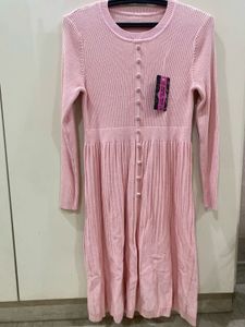 Pretty Pink Woollen Midi Dress