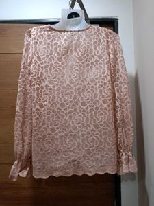 Peach Floral Lace Top
