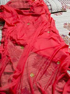Red Embellished Indian Saree
