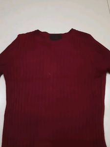 Maroon Full Sleeves T-Shirt For Semi Winters